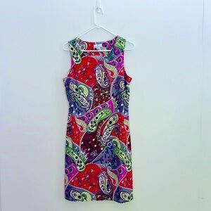 Size Large, Jude Connally scoop neck Dress Multi Paisley Print. Made in the USA.